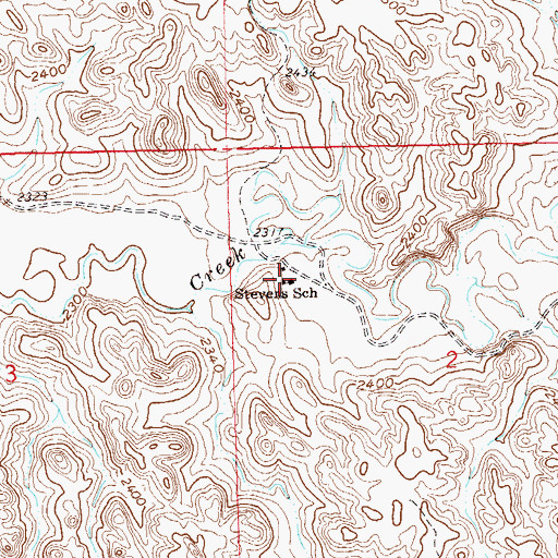 Topographic Map of Stevens School, ND