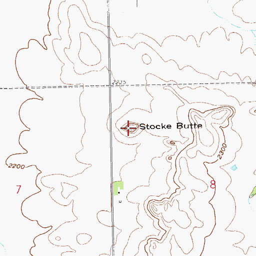 Topographic Map of Stocke Butte, ND