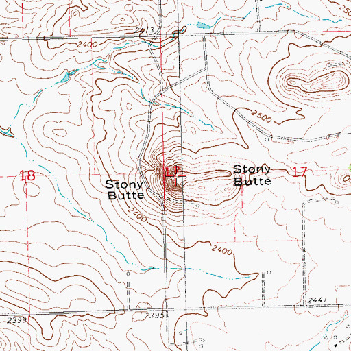 Topographic Map of Stony Butte, ND