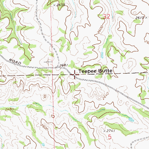 Topographic Map of Teepee Butte, ND