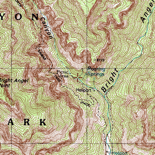 Topographic Map of Roaring Springs, AZ