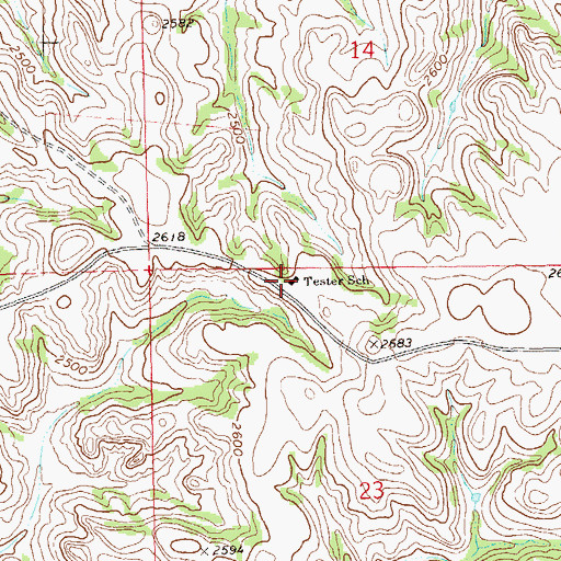 Topographic Map of Tester School, ND