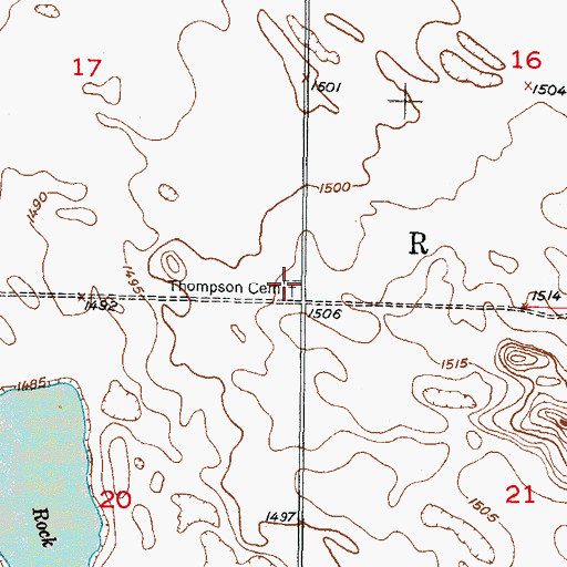 Topographic Map of Thompson Cemetery, ND