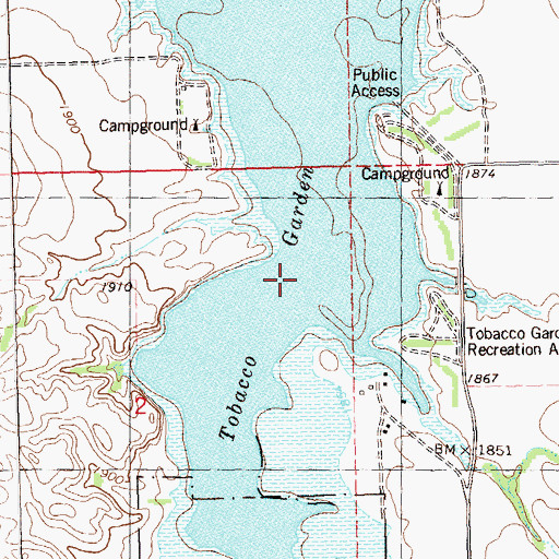 Topographic Map of Tobacco Garden Bay, ND