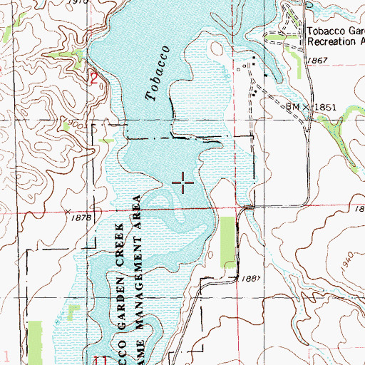 Topographic Map of Tobacco Garden Creek, ND