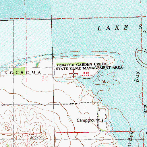 Topographic Map of Tobacco Garden Creek State Game Management Area, ND