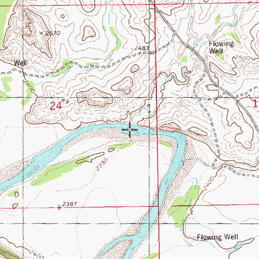 Topographic Map of Toms Wash, ND
