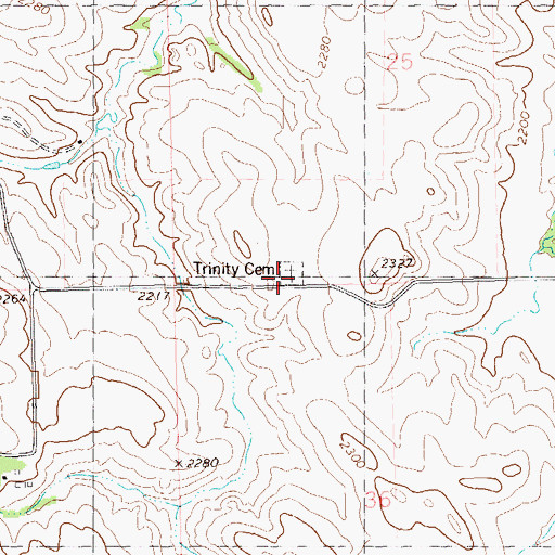 Topographic Map of North Fork Trinity Cemetery, ND