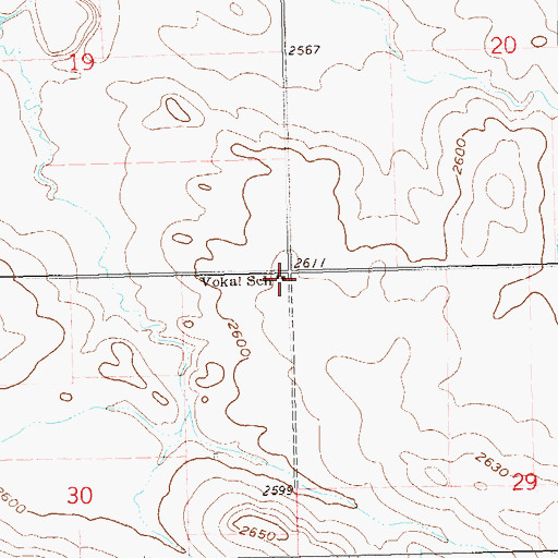 Topographic Map of Vokal School, ND