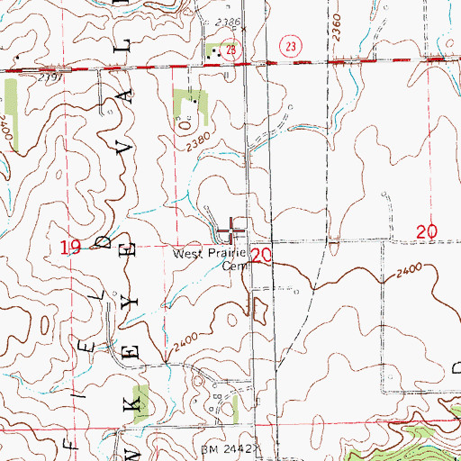 Topographic Map of West Prairie Cemetery, ND