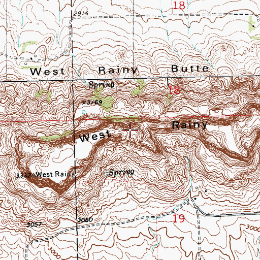 Topographic Map of West Rainy Butte, ND