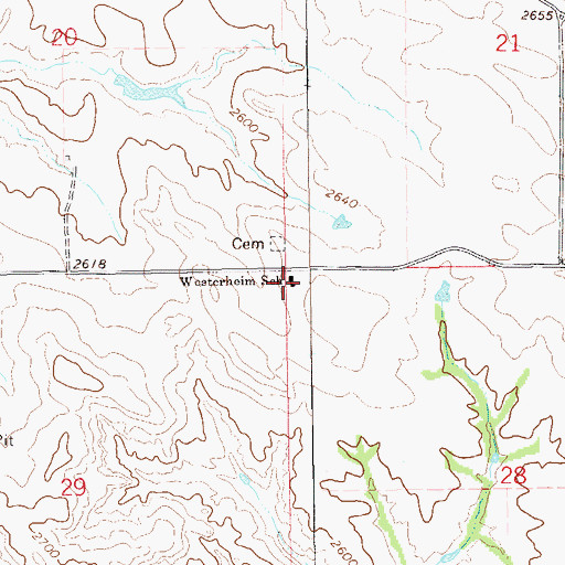 Topographic Map of Westerheim School, ND