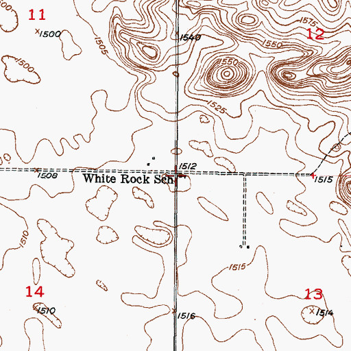 Topographic Map of White Rock School, ND