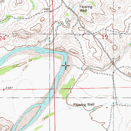 Topographic Map of Whites Wash, ND