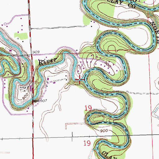 Topographic Map of Wild Rice River, ND