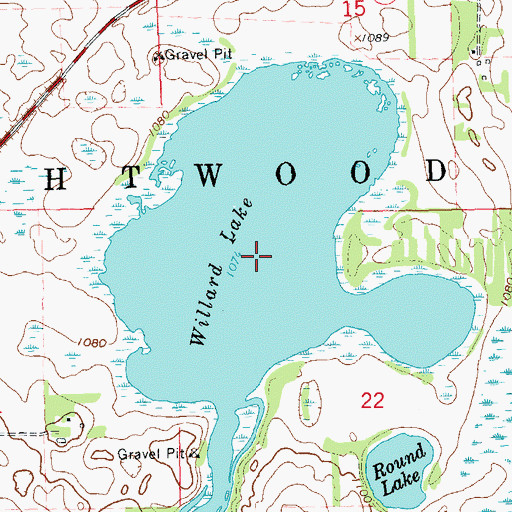 Topographic Map of Willard Lake, ND