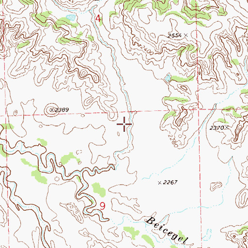 Topographic Map of Wolf Coulee, ND