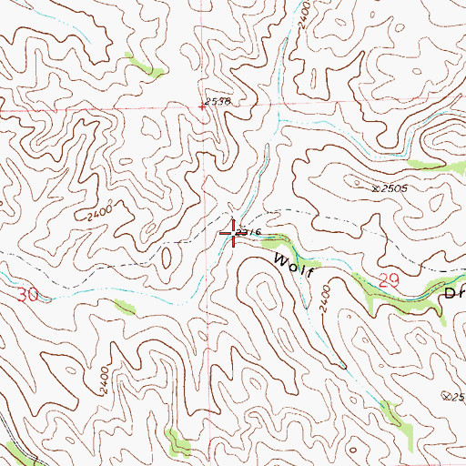 Topographic Map of Wolf Draw, ND