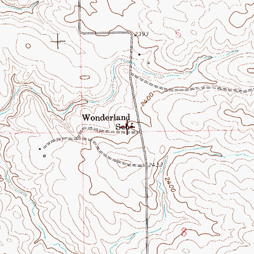 Topographic Map of Wonderland School, ND