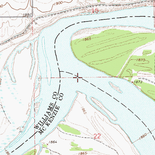 Topographic Map of Yellowstone River, ND