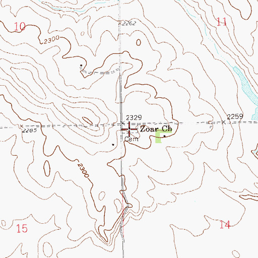 Topographic Map of Zoar Church, ND