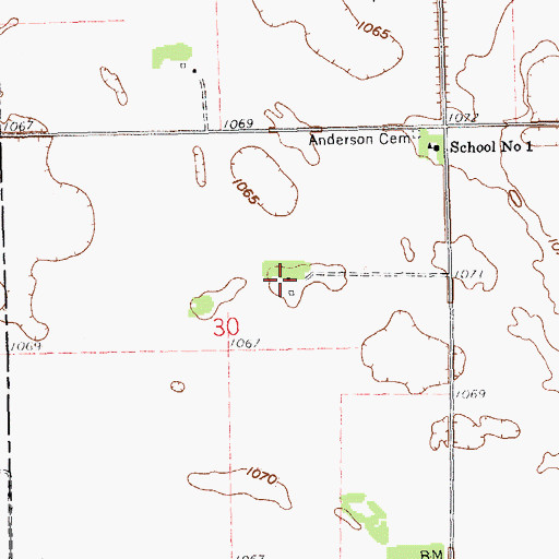 Topographic Map of West End Town Hall, ND