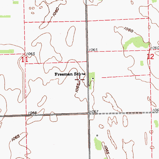 Topographic Map of Freeman Town Hall, ND