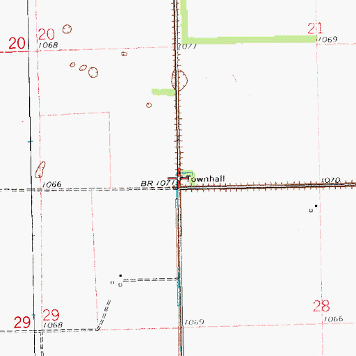 Topographic Map of Rosemeade Town Hall, ND