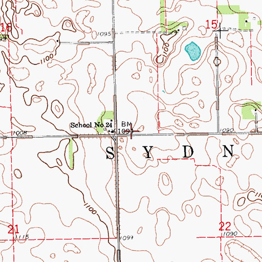Topographic Map of Sydna Town Hall, ND