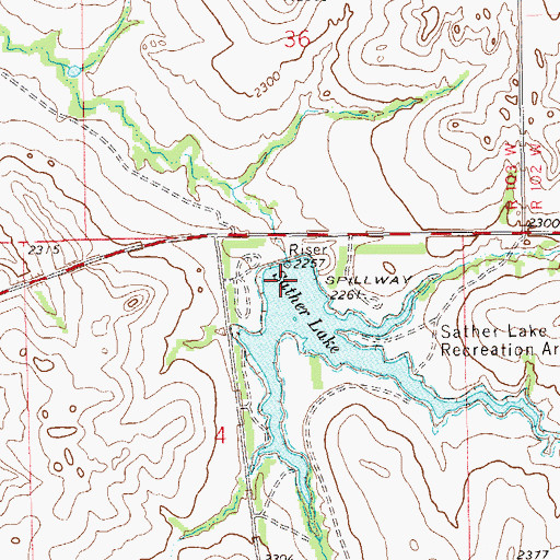 Topographic Map of Sather Dam, ND
