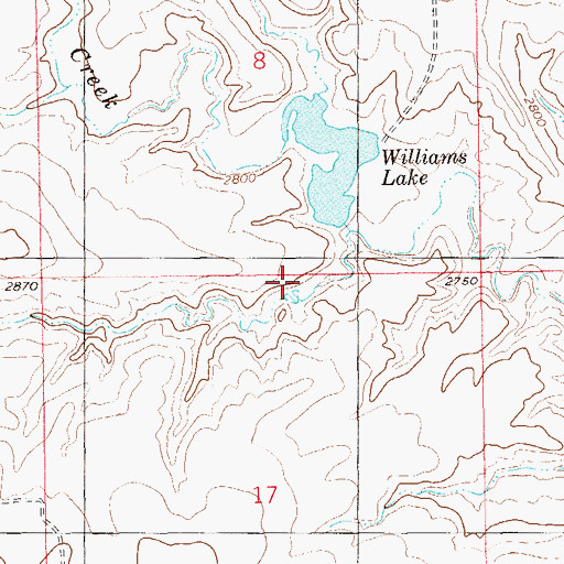 Topographic Map of Williams Creek Dam, ND