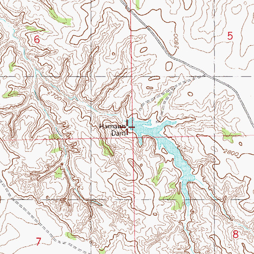 Topographic Map of Hamman Dam, ND