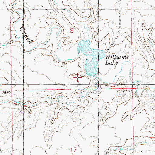 Topographic Map of Williams Reservoir, ND
