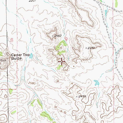 Topographic Map of Big Top Mesa, ND