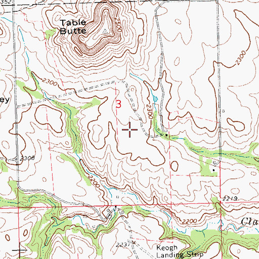 Topographic Map of Keogh Landing Strip (historical), ND