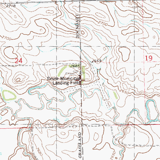 Topographic Map of Dovre Municipal Landing Field (historical), ND