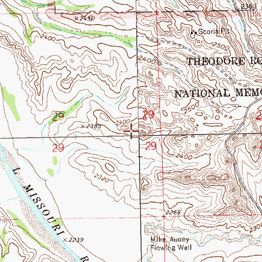 Topographic Map of Little Missouri Badlands, ND