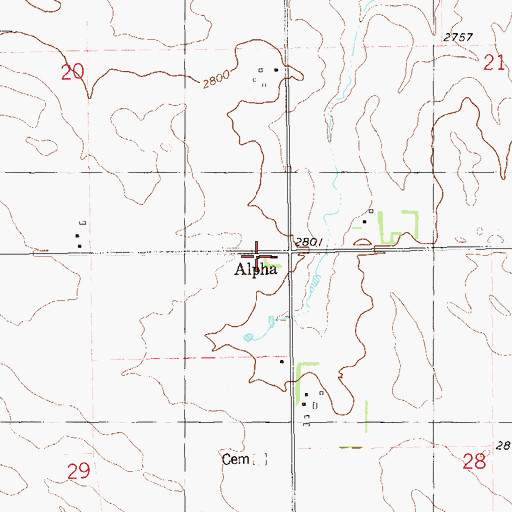 Topographic Map of Alpha, ND