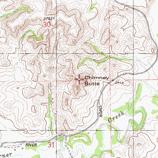 Topographic Map of Chimney Butte, ND