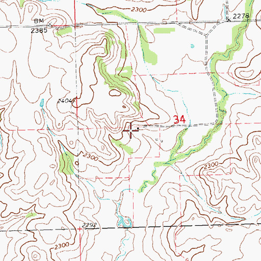 Topographic Map of C Mercer Ranch, ND