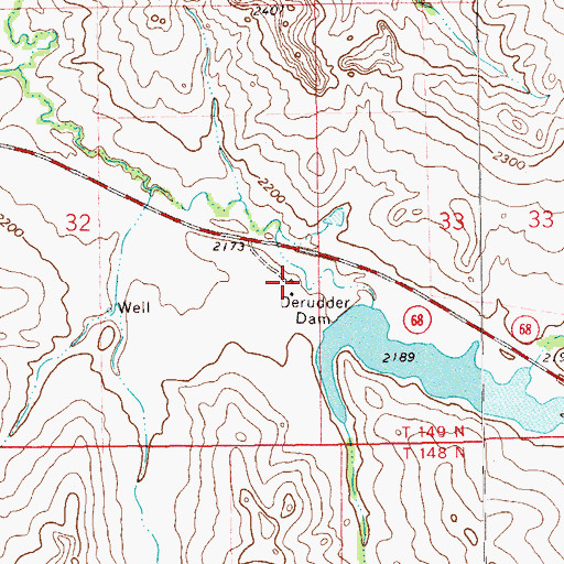 Topographic Map of F Roedeske Junior Ranch, ND