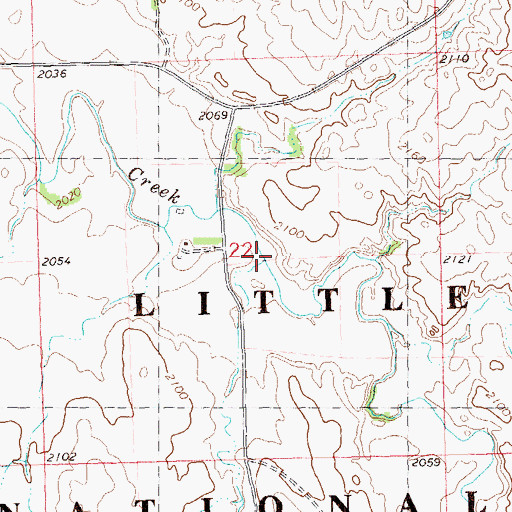 Topographic Map of Greenieu Coulee, ND