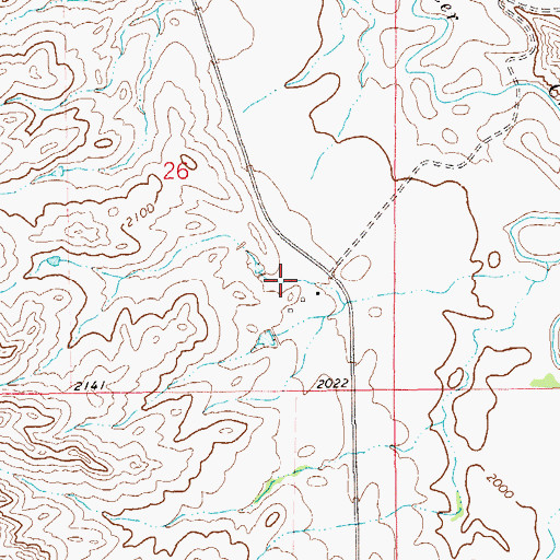 Topographic Map of Klandl Headquarters Flowing Water Well, ND