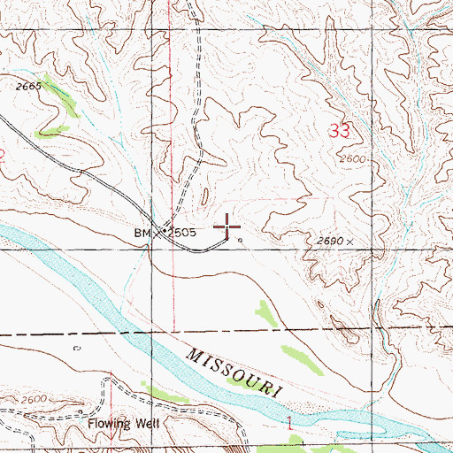 Topographic Map of Wajahn Ranch, ND