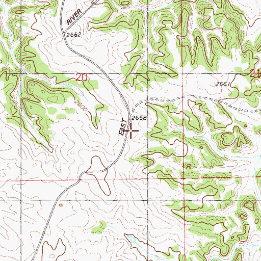 Topographic Map of Ponderosa Pine Area, ND
