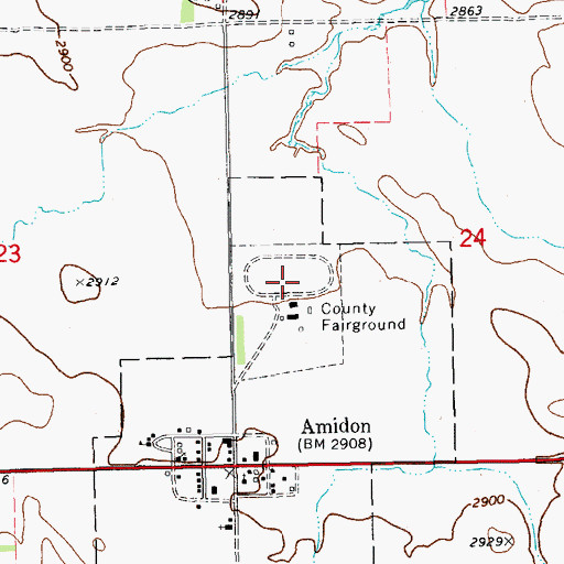 Topographic Map of Slope County Fairgrounds, ND
