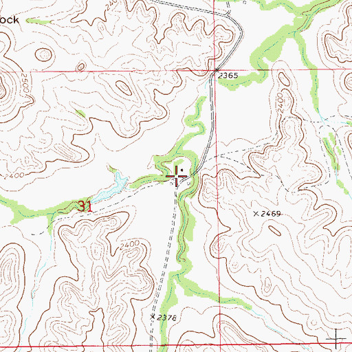 Topographic Map of Flat Rock Ranch, ND