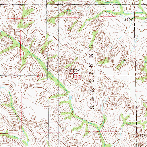 Topographic Map of Chimney Butte, ND