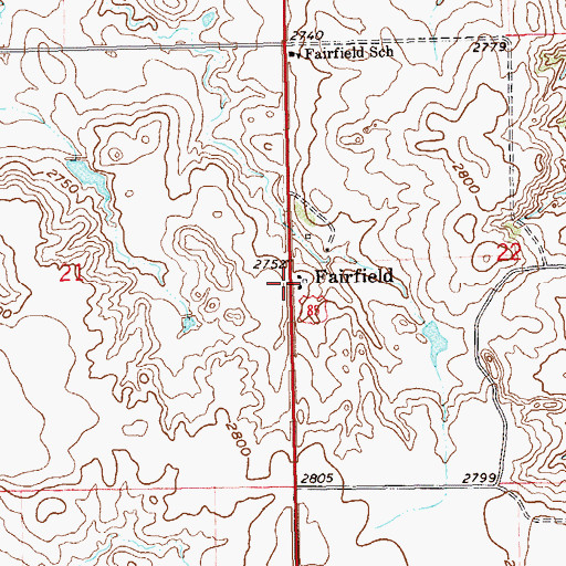 Topographic Map of Fairfield Store, ND