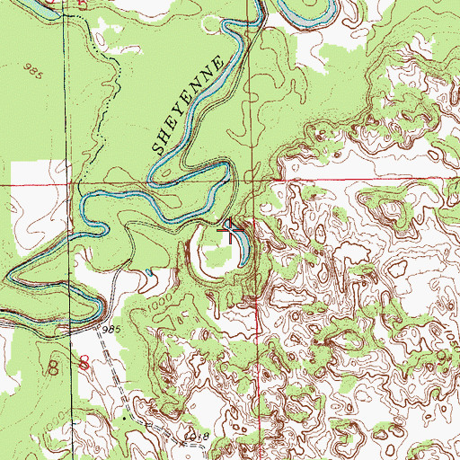 Topographic Map of Mirror Pool, ND